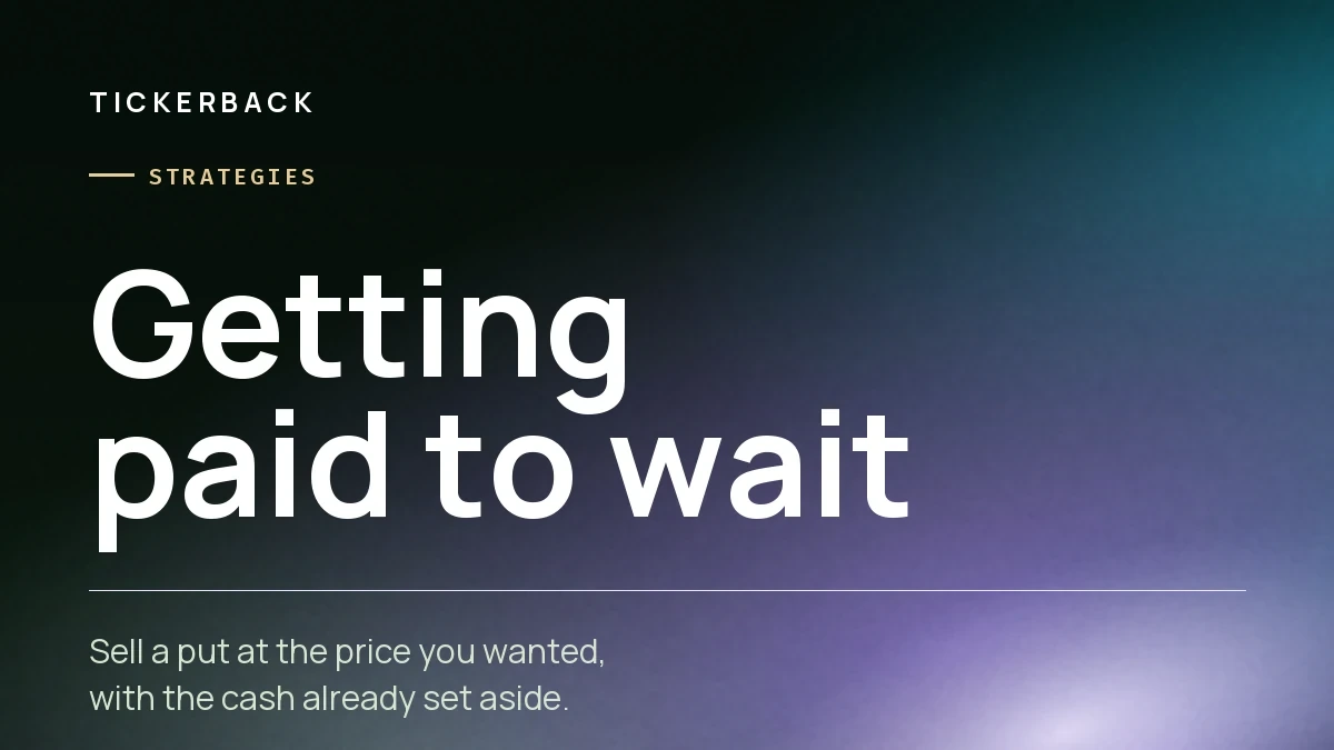 Portada del artículo sobre fondo lila con la marca Tickerback, la sección Estrategias y el rótulo «Getting paid to wait».