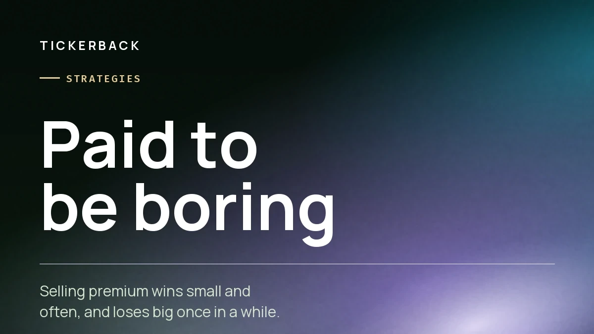Portada del artículo sobre fondo lila con la marca Tickerback, la sección Estrategias y el rótulo «Paid to be boring».