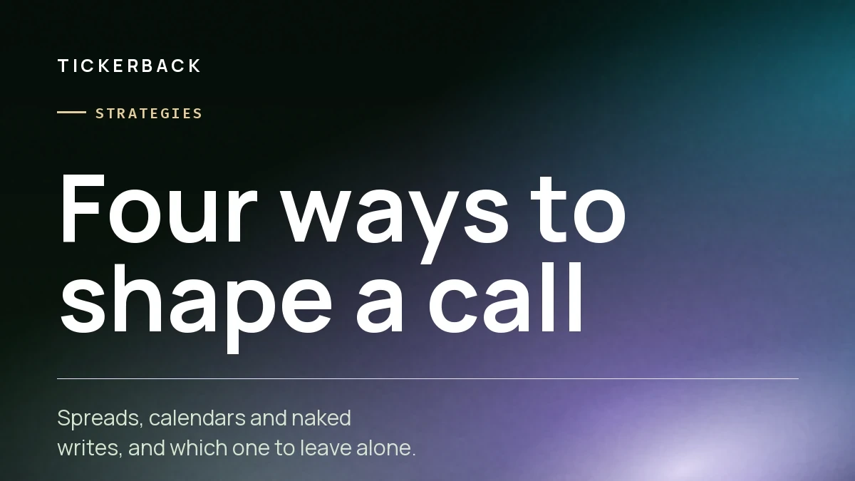 Portada del artículo sobre fondo lila con la marca Tickerback, la sección Estrategias y el rótulo «Four ways to shape a call».